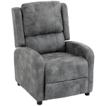 HOMCOM Sillón Relax Reclinable Manual Tapizado en Cuero Sintético Instalación Rápida Reposapiés Acolchado Grueso Gris