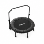 Rebounder-Trampolin für Erwachsene, faltbar, verstellbarer Handlauf, rutschfesten Fußauflagen, 102x102x106 cm, Schwarz