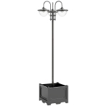 Outsunny Solar Laterne Stehleuchte aus Metall, Gartenlaterne mit Lichtsteuerung, 189 cm hoch, Windlicht Außenleuchte, Wasserdicht IP44 mit Blumentopf-Basis für Garten Balkon Deko Schwarz