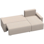 HOMCOM Ecksofa mit Schlaffunktion und umkehrbarer Chaiselongue, L-förmiges 3-Sitzer Sofa aus Veloursbezug, Beige