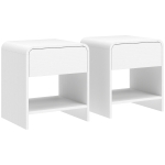 HOMCOM Juego de 2 Mesitas de Noche Nórdicas con Esquinas Redondeadas Cajón y Estante Abierto 40x35x45 cm Blanco
