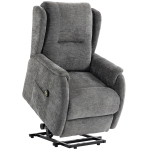 HOMCOM Fernsehsessel Relaxsessel mit Aufstehhilfe für Senioren, Chenille-Optik, mit Fernbedienung und Seitentaschen, Dunkelgrau