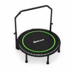 Rebounder-Trampolin für Erwachsene, faltbar, verstellbarer Handlauf, rutschfesten Fußauflagen, 102x102x106 cm, Schwarz+Grün