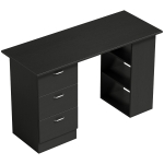 HOMCOM Birou PC cu 3 Rafturi și 3 Sertare pentru Cameră și Birou, din Lemn MDF, 120x49x72 cm, Negru
