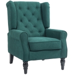 HOMCOM Fotoliu de Salon în Stil Francez cu Șezut Confortabil și Perne, din Poliester, 74x86x102 cm, Verde Închis