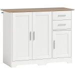 HOMCOM Bufet Modern din Lemn cu 2 Sertare și 2 Dulapuri, 100x40x78 cm, Alb și Lemn Natural