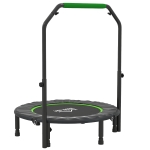 HOMCOM Cama Elástica Plegable Ø102 cm con Mango Ajustable Marco de Acero para Entrenamiento Piernas Cuerpo Negro y Verde
