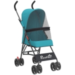 PawHut Dog Stroller, Foldable Cat Dog Pram for Miniature Breeds, Pet Stroller with Brake, Mesh Windows, Dark Green