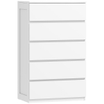 HOMCOM Comodă cu 5 Sertare din Lemn cu Mânere Incorporate, 60x38x100 cm, Alb