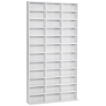 HOMCOM Bibliotecă pentru CD-uri din lemn cu 3 coloane și 12 rafturi reglabile, 102x23,5x195 cm, alb