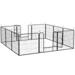 PawHut Țarc pentru câini, 12 panouri modulabile 80x1.5x80 cm, pliabil cu ușă din oțel, 12 țăruși, gri