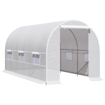 Outsunny Tunnel-Gewächshaus 8m², Tunnel-Gewächshaus mit Tür und 6 Fenstern, PE-Abdeckung 140 g/m² 400 x 200 x 200 cm weiß