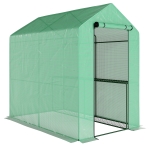 Outsunny 120 x 186cm Walk-In Greenhouse, with Shelves - Green