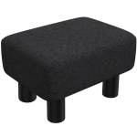 HOMCOM Linen Fabric Footstool Ottoman Cube with 4 Plastic Legs, Black