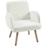 HOMCOM Lounge Chair Velvet Upholstered Armchair with Spring Cushion for Living Room Bedroom Cream White