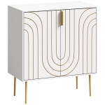 HOMCOM Modern Kitchen Cupboard, Storage Cabinet with 2 Doors, Adjustable Shelf and Metal Legs, White