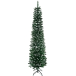 HOMCOM Albero di Natale Slim con 570 Rami, Albero di Natale Innevato Artificiale Alto e Stretto con Base Rimovibile e Pieghevole, Ø53x190cm, Verde