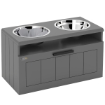 PawHut Raised Dog Bowl with Slow Feeder, Two Stainless Steel Dog Bowls, Drawer, for Large and Extra Large Dogs, Grey