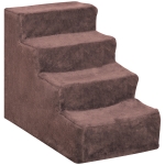 PawHut Escalier pour chien à 4 marches escalier pour chat échelle antidérapante pour animaux 60 x 35 x 44 cm marron