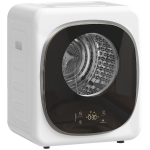HOMCOM Mini Asciugatrice Portatile 2.5 kg, 5 Programmi, 800W, Fino 60℃, Timer, Tamburo in Acciaio Inox, per Casa, Bianco