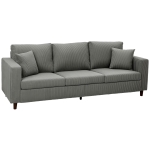 HOMCOM 3 Seater Sofa with Wide Seat, Corduroy Fabric Couch with Deep Seat, Spring Cushion, Light Grey