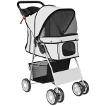 PawHut Poussette buggy pliable animaux chariot pliante chien chat porte-gobelet panier de rangement 75 x 45 x 97 cm gris