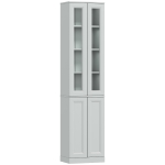 HOMCOM Tall Bathroom Storage Cabinet, 6-Tier Slim Bathroom Cabinet with Adjustable Shelf, 4 Soft-Close Doors, Dusty Blue
