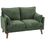 HOMCOM 2 Seater Sofa, Loveseat Sofa with Spring Cushions, Wide and Deep Seat, Wood Legs, Green