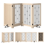 PawHut Freistehendes Haustiertor, Hundegitter mit Tür, 4 Paneele, für Flur, Treppe, Türrahmen, MDF, Stahl