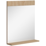 HOMCOM Oglindă de Perete pentru Baie cu Raft Deschis Oglindă pentru Intrare Hol 50x12x60 cm Stejar