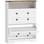 HOMCOM Shoe Cabinet with 2 Flip Drawers, Narrow Shoe Storage Cabinet, White