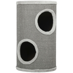 PawHut Tonneau à Gratter pour Chat, Tour à Griffer, Arbre à Chat à 2 Couches en Sisal Naturel, Ø35x60cm, Gris Clair