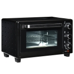 HOMCOM mini-oven 21 l met 1 rooster en 1 bakplaat 3 kookstanden instelbare temperatuur oven 1400W metaal RVS gehard glas zwart + zilver 46,4 x 38 x 28,5 cm