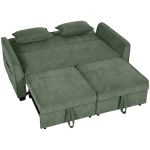 HOMCOM 2 Seater Sofa Bed, 4-in-1 L-Shaped Convertible Pull-Out Sleeper Sofa with Adjustable Backrest Side Pockets, Dark Green