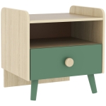 AIYAPLAY Comodino con Cassetto per Bambini 3-10 Anni in Legno e Legno di Pino, 40x32.5x40 cm, Verde