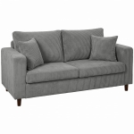 HOMCOM Loveseat Sofa with Wide Seat, Corduroy 2 Seater Couch with Deep Seat, Spring Cushion, Light Grey