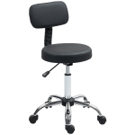 HOMCOM Sgabello Regolabile Girevole con Schienale e Seduta Imbottiti, Capacità 120 kg, 46x51x78-93 cm, Nero
