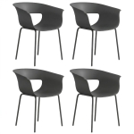 Outsunny Set 4 Sedie da Esterno Moderne con Schienale Traforato, in Metallo e Poliestere, 61x51x74 cm, Grigio Scuro
