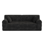 Cozy Sleeper Sofa with High-Density Foam and Soft Corduroy, Convertible Couch for Living Rooms and Small Spaces, 208L x 80W x 81H cm, Black