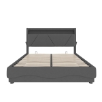 Space-Saving Upholstered Bed with Under-Bed Storage, Modern Bed Frame with Soft Velvet Fabric, 159L x 221W x 115.5H cm, Dark Gray