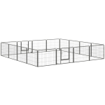 PawHut Parc pour chien, enclos chien 16 panneaux modulable et pliable, portable en acier avec portes 80 x 60 gris