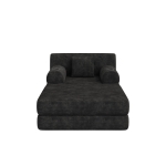 Corduroy Sleeper Chair with Ottoman and Metal Frame, Convertible 1-Seater Sofa Bed with High Backrest, 107L x 162W x 81H cm, Black