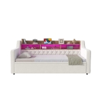 2-in-1 Beige Velvet Sofa Bed with Armrests and Storage Headboard, Space-Saving Daybed for Guest Room and Living Room, 201L x 107W x 80H cm, Beige