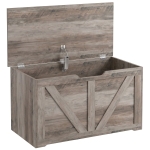 HOMCOM Baúl de Almacenaje 100L con Bisagra de Seguridad Asa con Recorte en U para Recibidor Salón 80x40x45 cm Gris