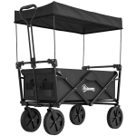 Outsunny Bollerwagen mit Dach, klappbar, 110L Kapazität, Stahlrahmen, 97x52x105 cm, Schwarz