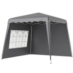 Outsunny Carpa Plegable Pop-up 2,89x2,89m Cenador Pabellón de Jardín con Paredes Laterales Altura Ajustable Protección UV50+ Gris