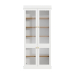 Modern Display Cabinet with Integrated LED Mood Lighting, Adjustable-Shelf Tall Bookcase for Industrial Interiors, 80L x 40W x 180H cm, White