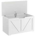 HOMCOM 100L Home Storage Box, with Safety Hinge - White Wood-Effect