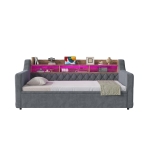 90x190 cm Sofa Bed with Velvet Upholstery, 2-in-1 Space-Saving Daybed for Modern Homes, 201L x 107W x 80H cm, Dark Gray