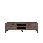 Spacious TV Cabinet with 2 Doors and 2 Open Shelves, Smooth TV Stand with Soft‑Closing Hinges, 160.5L x 35W x 45H cm, Wood